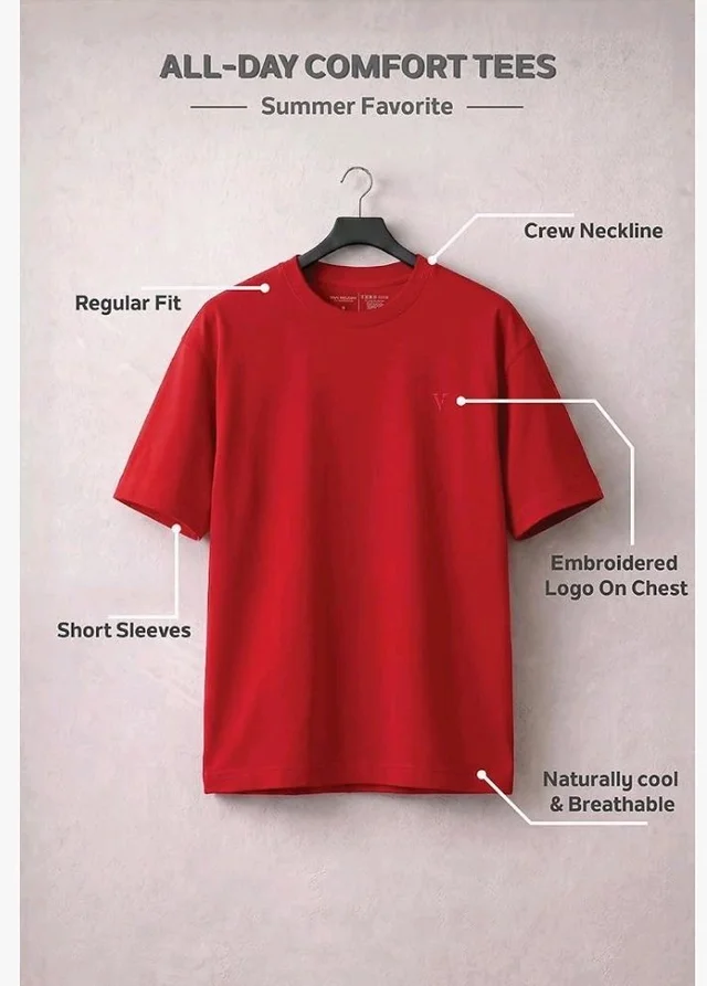 Van Heusen Men’s Crew Neck T-Shirt – Soft & Breathable Cotton | Regular Fit | Comfortable Everyday Casual Wear | Short Sleeves | Summer Favorite |Solid Colors | Style 60052|Available in Pack of 1 & 2
- S
