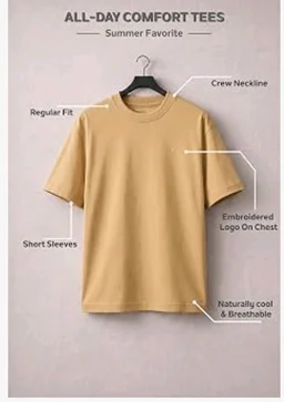 Van Heusen Men’s Crew Neck T-Shirt – Soft & Breathable Cotton | Regular Fit | Comfortable Everyday Casual Wear | Short Sleeves | Summer Favorite |Solid Colors | Style 60052|Available in Pack of 1 & 2
- L