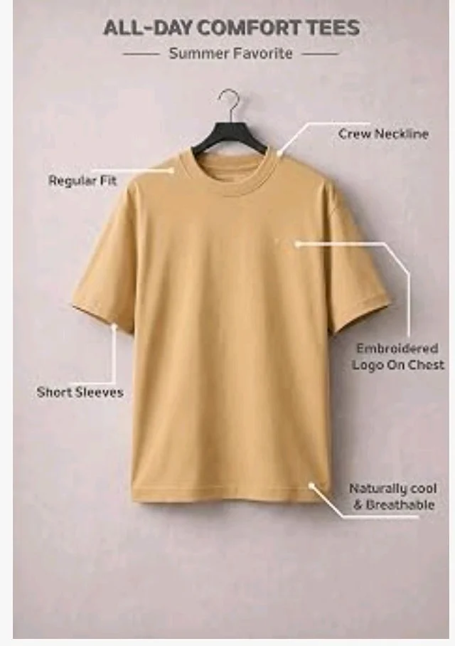 Van Heusen Men’s Crew Neck T-Shirt – Soft & Breathable Cotton | Regular Fit | Comfortable Everyday Casual Wear | Short Sleeves | Summer Favorite |Solid Colors | Style 60052|Available in Pack of 1 & 2
- L