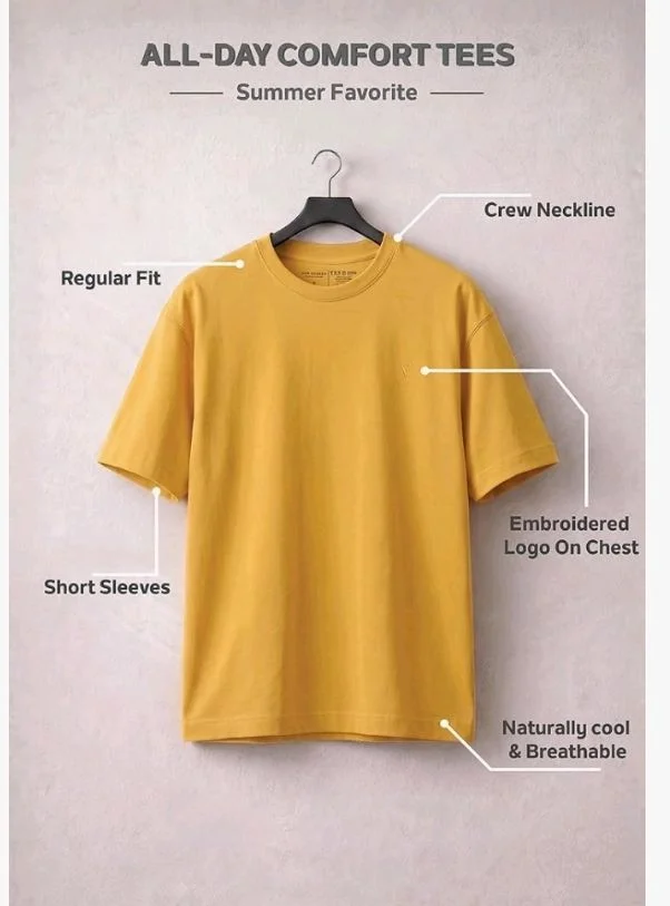 Van Heusen Men’s Crew Neck T-Shirt – Soft & Breathable Cotton | Regular Fit | Comfortable Everyday Casual Wear | Short Sleeves | Summer Favorite |Solid Colors | Style 60052|Available in Pack of 1 & 2
- S