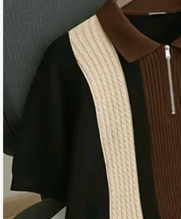 AUSK Men's Retro Cable-Knit Quarter-Zip Polo | Premium Textured Self-Design Half Sleeve T-Shirt for Men
- 2XL