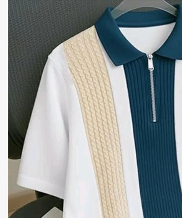 AUSK Men's Retro Cable-Knit Quarter-Zip Polo | Premium Textured Self-Design Half Sleeve T-Shirt for Men
- 3XL