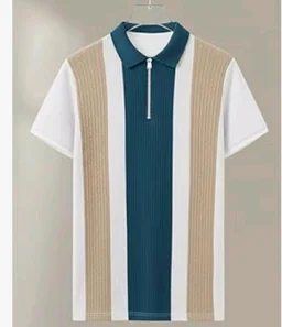 AUSK Men's Retro Cable-Knit Quarter-Zip Polo | Premium Textured Self-Design Half Sleeve T-Shirt for Men
- 3XL