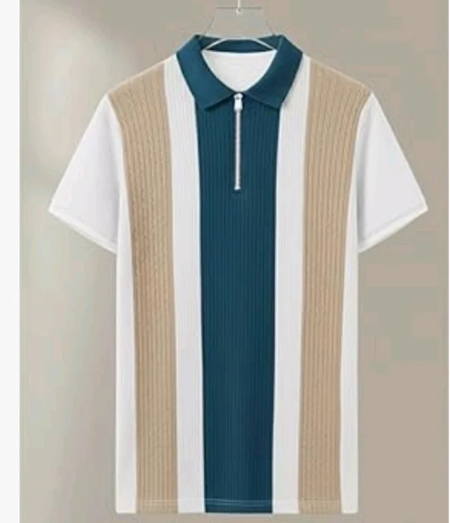 AUSK Men's Retro Cable-Knit Quarter-Zip Polo | Premium Textured Self-Design Half Sleeve T-Shirt for Men
- 3XL