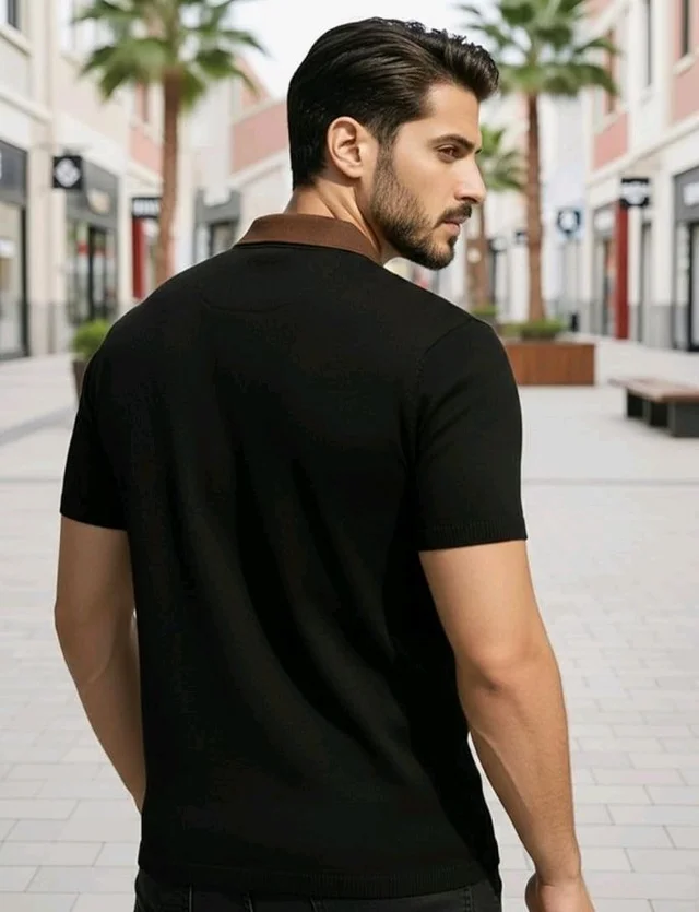 AUSK Men's Retro Cable-Knit Quarter-Zip Polo | Premium Textured Self-Design Half Sleeve T-Shirt for Men
- 2XL