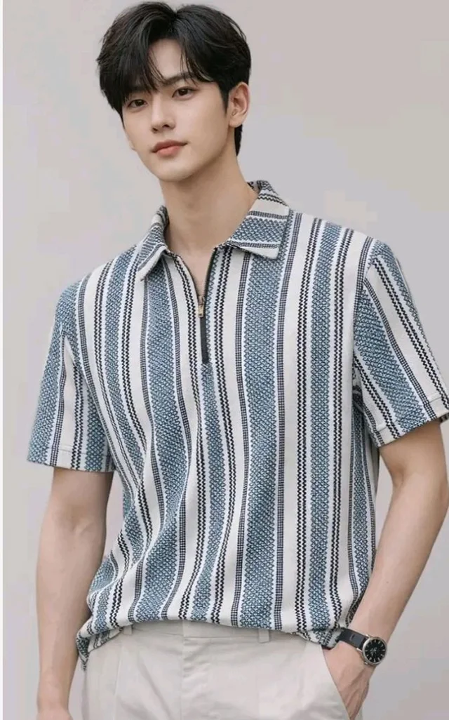 London Hills Men’s Loose Fit Half Sleeve Vertical Striped Polo T-Shirt with Zip Collar | Premium Polyester Fabric | T Shirt for Man | Tshirt | Shirts Men | Tshirt for Man | Men T-Shirts - 3XL