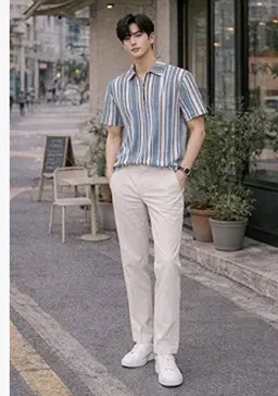 London Hills Men’s Loose Fit Half Sleeve Vertical Striped Polo T-Shirt with Zip Collar | Premium Polyester Fabric | T Shirt for Man | Tshirt | Shirts Men | Tshirt for Man | Men T-Shirts - 3XL