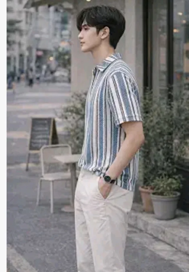 London Hills Men’s Loose Fit Half Sleeve Vertical Striped Polo T-Shirt with Zip Collar | Premium Polyester Fabric | T Shirt for Man | Tshirt | Shirts Men | Tshirt for Man | Men T-Shirts - 3XL