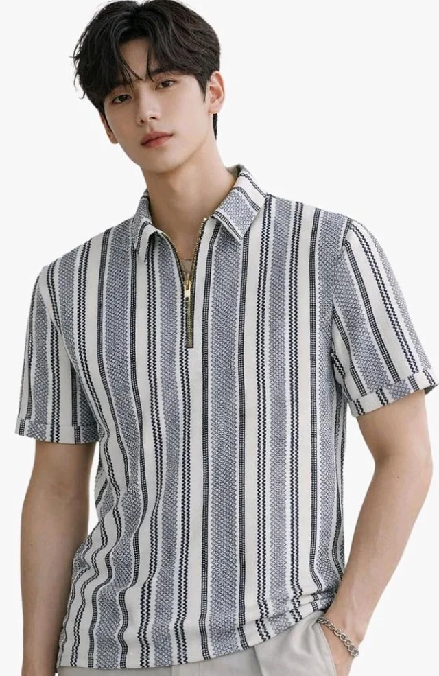 London Hills Men’s Loose Fit Half Sleeve Vertical Striped Polo T-Shirt with Zip Collar | Premium Polyester Fabric | T Shirt for Man | Tshirt | Shirts Men | Tshirt for Man | Men T-Shirts
- 2XL