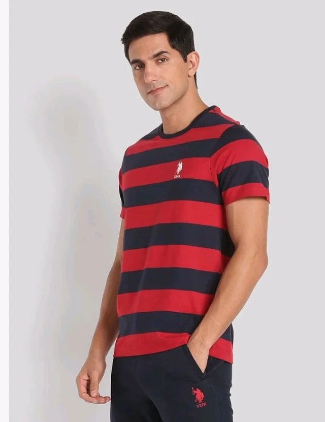 U.S. Polo ASSN. Men's I688 Crew Neck Striped Lounge T-Shirt
- S