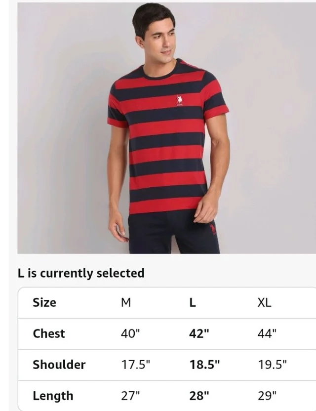 U.S. Polo ASSN. Men's I688 Crew Neck Striped Lounge T-Shirt
- S