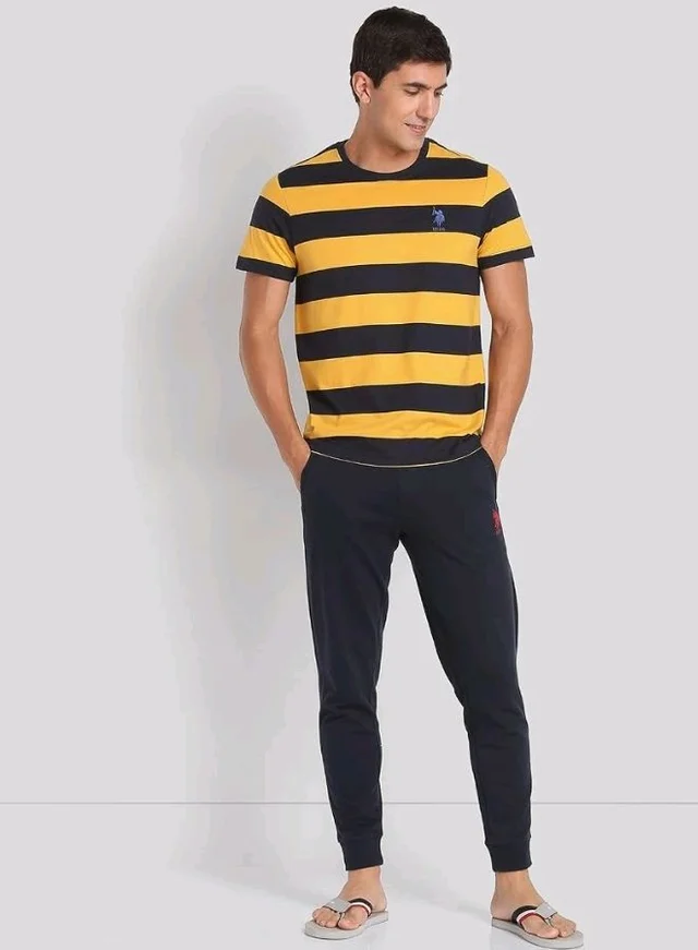 U.S. Polo ASSN. Men's I688 Crew Neck Striped Lounge T-Shirt - 2XL