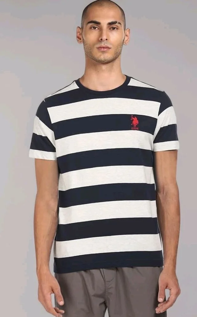 U.S. Polo ASSN. Men's I688 Crew Neck Striped Lounge T-Shirt
- S