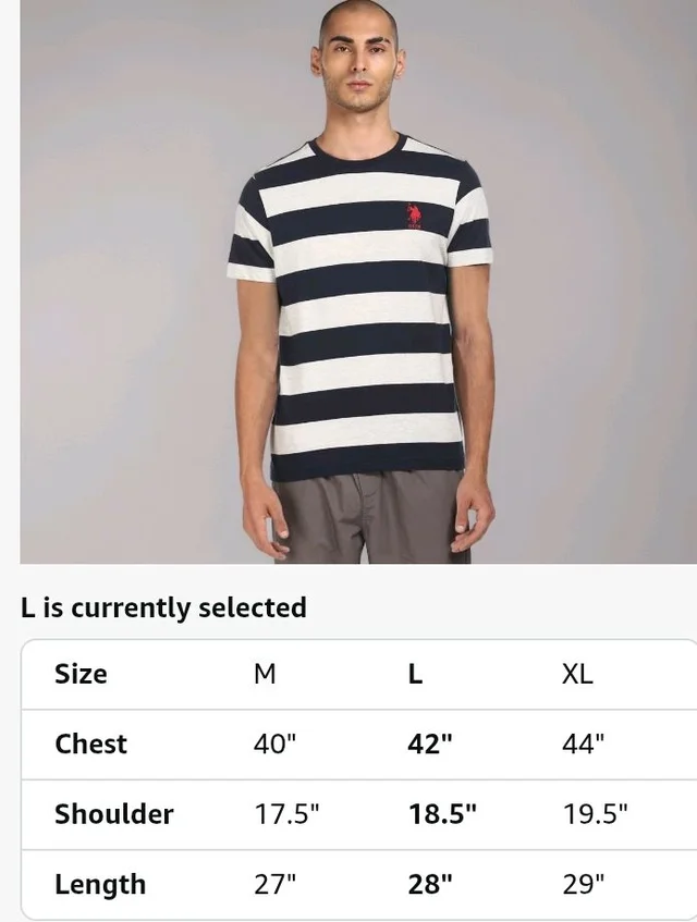 U.S. Polo ASSN. Men's I688 Crew Neck Striped Lounge T-Shirt
- S