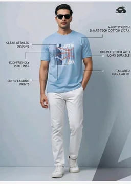 ADRO Men's Graphic Printed 100% Cotton T-Shirt - Regular Fit, Printed T-Shirts for Men
- 3XL