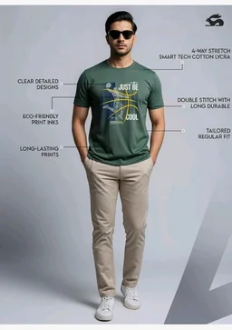 ADRO Men's Graphic Printed 100% Cotton T-Shirt - Regular Fit, Printed T-Shirts for Men
- 4XL