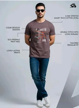 ADRO Men's Graphic Printed 100% Cotton T-Shirt - Regular Fit, Printed T-Shirts for Men
- 4XL