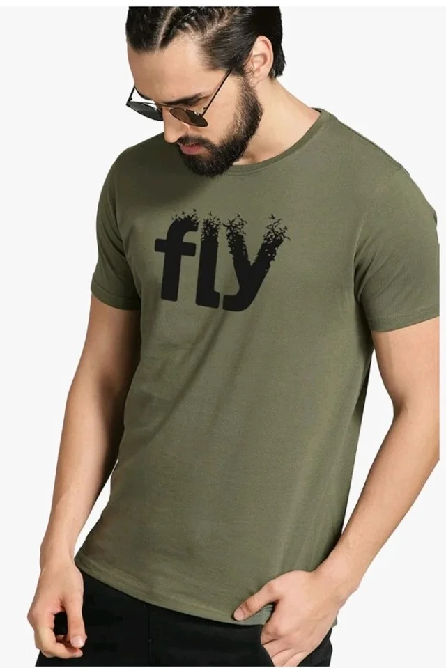 ADRO Men's Printed Cotton T-Shirt | Regular Fit | Round Neck
- L