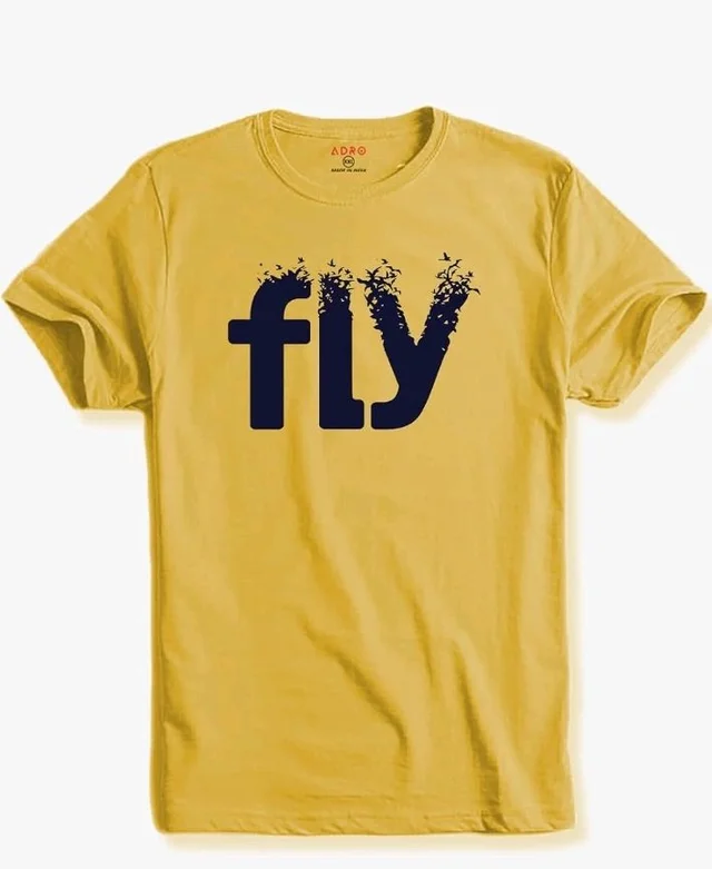 ADRO Men's Printed Cotton T-Shirt | Regular Fit | Round Neck
- L