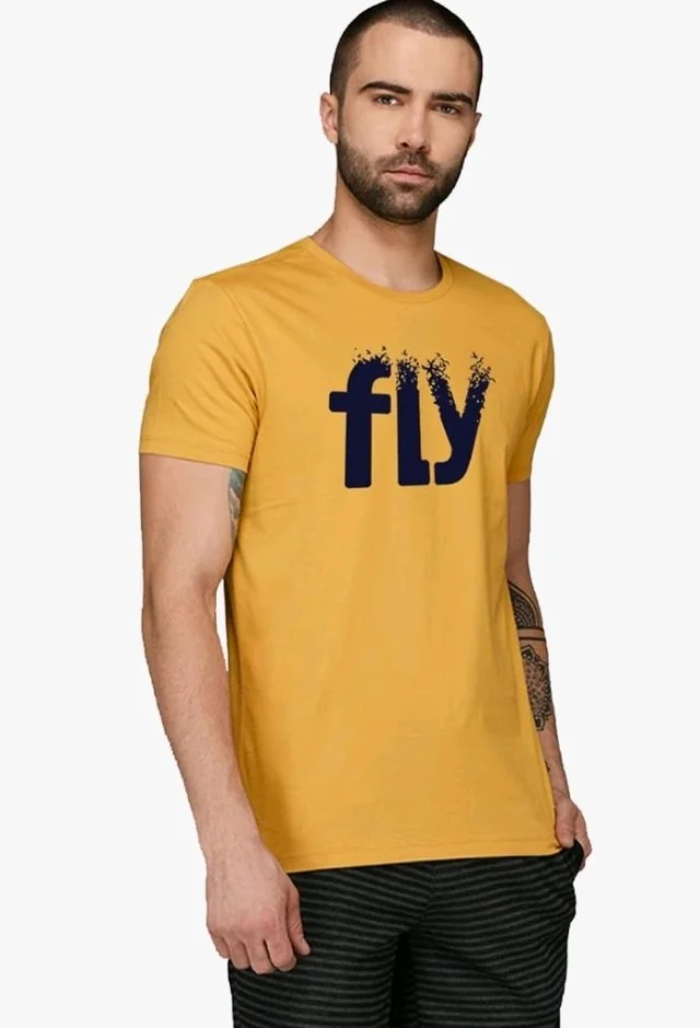 ADRO Men's Printed Cotton T-Shirt | Regular Fit | Round Neck
- L