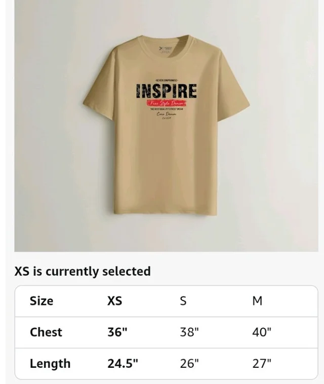 XENOVAURBAN Men's Cotton Printed Regular Fit T-Shirt | Stylish Round Neck Graphic Tshirt - RN-INSPIRE1
- XL