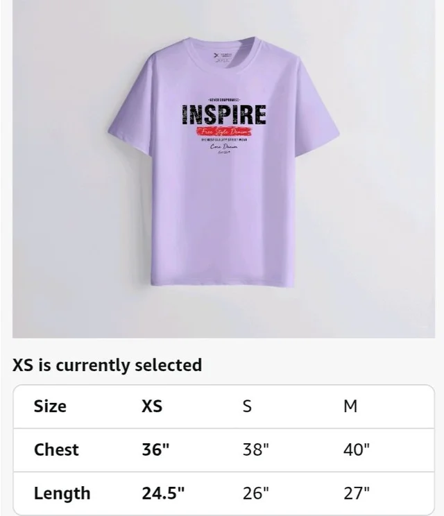 XENOVAURBAN Men's Cotton Printed Regular Fit T-Shirt | Stylish Round Neck Graphic Tshirt - RN-INSPIRE1
- S