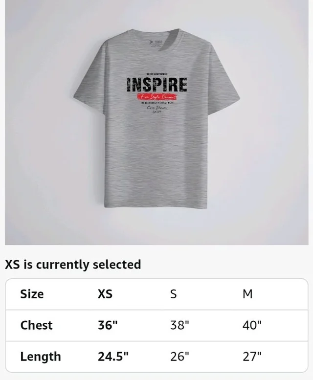 XENOVAURBAN Men's Cotton Printed Regular Fit T-Shirt | Stylish Round Neck Graphic Tshirt - RN-INSPIRE1
- L