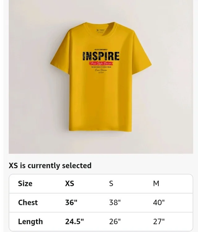 XENOVAURBAN Men's Cotton Printed Regular Fit T-Shirt | Stylish Round Neck Graphic Tshirt - RN-INSPIRE1
- S
