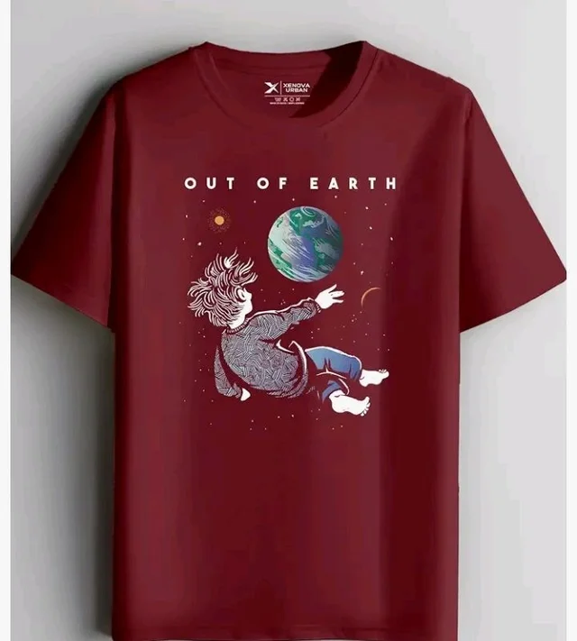 XENOVAURBAN Men's Graphic Printed RN-Earth Round Neck Regular and Plus Size Cotton T-Shirt
- L