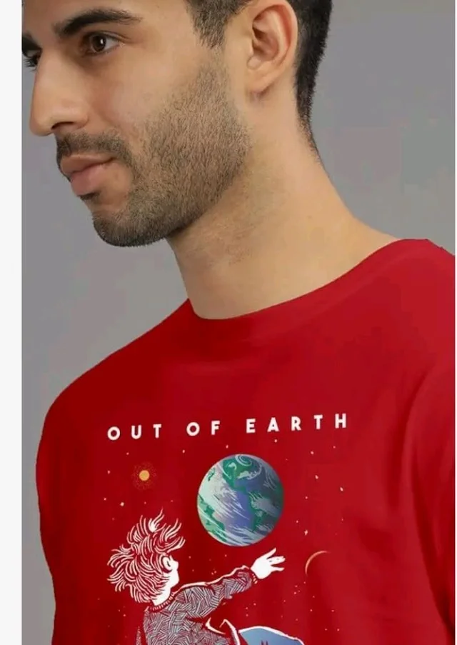 XENOVAURBAN Men's Graphic Printed RN-Earth Round Neck Regular and Plus Size Cotton T-Shirt
- L