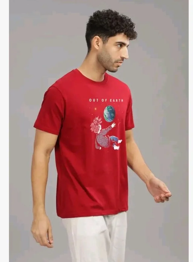 XENOVAURBAN Men's Graphic Printed RN-Earth Round Neck Regular and Plus Size Cotton T-Shirt
- L