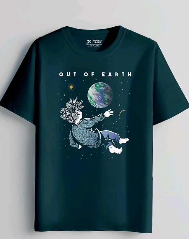 XENOVAURBAN Men's Graphic Printed RN-Earth Round Neck Regular and Plus Size Cotton T-Shirt
- M