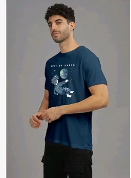 XENOVAURBAN Men's Graphic Printed RN-Earth Round Neck Regular and Plus Size Cotton T-Shirt
- M