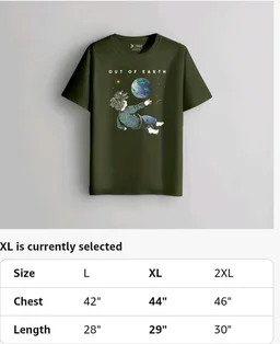 XENOVAURBAN Men's Graphic Printed RN-Earth Round Neck Regular and Plus Size Cotton T-Shirt
- S