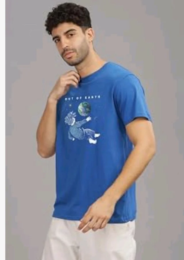 XENOVAURBAN Men's Graphic Printed RN-Earth Round Neck Regular and Plus Size Cotton T-Shirt
- S