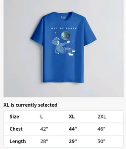 XENOVAURBAN Men's Graphic Printed RN-Earth Round Neck Regular and Plus Size Cotton T-Shirt
- S
