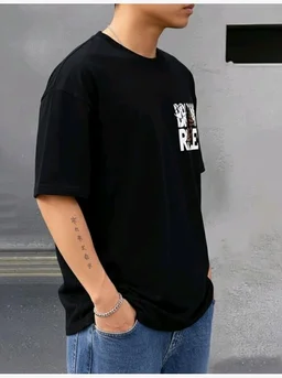 AUSK Baggy Hip-Hop T-Shirt for Men - Graphic Printed T Shirts || Oversized Men Tshirt || T-Shirts - L