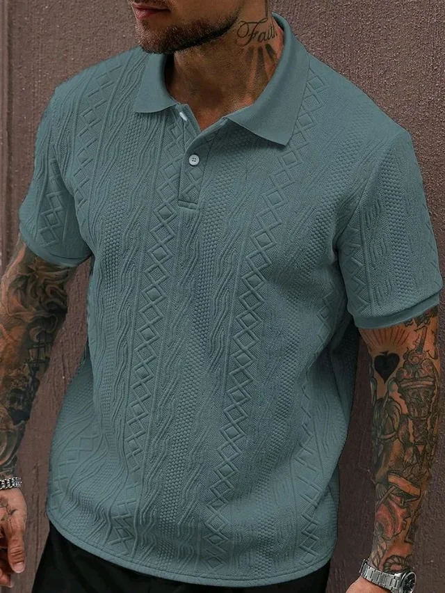 GRECIILOOKS Textured Polo T-Shirt for Men | Premium Jacquard Collared Cotton Blend Polo | Smart Casual & Formal t Shirt for Men | Stylish t Shirt for Mens for Office, Party & Everyday
- 2XL