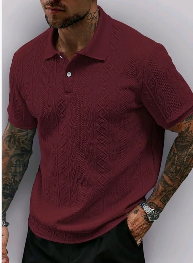 GRECIILOOKS Textured Polo T-Shirt for Men | Premium Jacquard Collared Cotton Blend Polo | Smart Casual & Formal t Shirt for Men | Stylish t Shirt for Mens for Office, Party & Everyday
- S