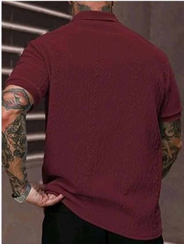 GRECIILOOKS Textured Polo T-Shirt for Men | Premium Jacquard Collared Cotton Blend Polo | Smart Casual & Formal t Shirt for Men | Stylish t Shirt for Mens for Office, Party & Everyday
- S