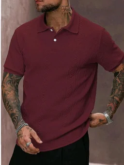 GRECIILOOKS Textured Polo T-Shirt for Men | Premium Jacquard Collared Cotton Blend Polo | Smart Casual & Formal t Shirt for Men | Stylish t Shirt for Mens for Office, Party & Everyday
- S