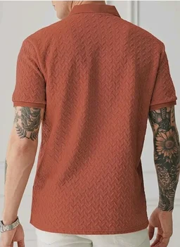 GRECIILOOKS Textured Polo T-Shirt for Men | Premium Collared Jacquard Leaf Polo | Smart Casual & Formal t Shirt for Men | Stylish t Shirt for Mens for Office, Party & Everyday Outfit - 3XL