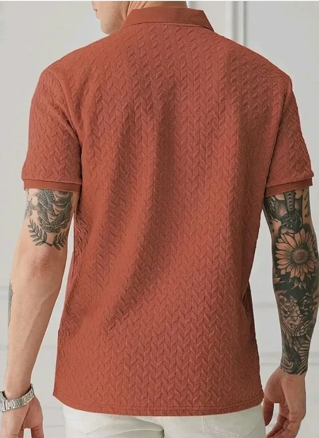 GRECIILOOKS Textured Polo T-Shirt for Men | Premium Collared Jacquard Leaf Polo | Smart Casual & Formal t Shirt for Men | Stylish t Shirt for Mens for Office, Party & Everyday Outfit - 3XL