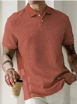 GRECIILOOKS Textured Polo T-Shirt for Men | Premium Collared Jacquard Leaf Polo | Smart Casual & Formal t Shirt for Men | Stylish t Shirt for Mens for Office, Party & Everyday Outfit - 3XL