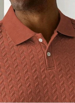 GRECIILOOKS Textured Polo T-Shirt for Men | Premium Collared Jacquard Leaf Polo | Smart Casual & Formal t Shirt for Men | Stylish t Shirt for Mens for Office, Party & Everyday Outfit - 3XL