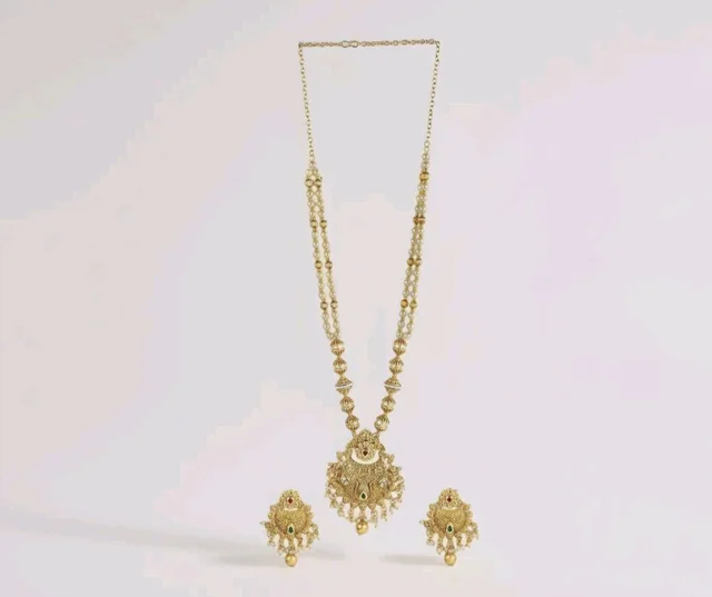 Rubans Gold Plated Traditional Festive Necklace Set for Women Design