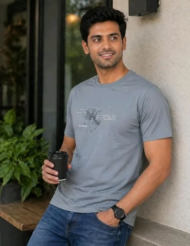 Men's Cotton Blend T-Shirt | Casual Wear | Round Neck
soft breathable fabric, regular wash durable, solid colour tee
- M