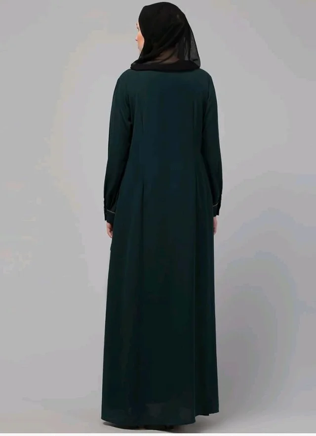 Abaya Dress with Front Embroidery & Cuff Sleeves And Side Pocket Made in Nida Matte Fabric Sleeves Full length Burqa for Women and Girls
- 2XL