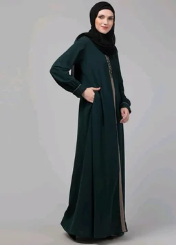 Abaya Dress with Front Embroidery & Cuff Sleeves And Side Pocket Made in Nida Matte Fabric Sleeves Full length Burqa for Women and Girls
- 2XL