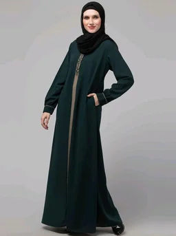 Abaya Dress with Front Embroidery & Cuff Sleeves And Side Pocket Made in Nida Matte Fabric Sleeves Full length Burqa for Women and Girls
- 2XL